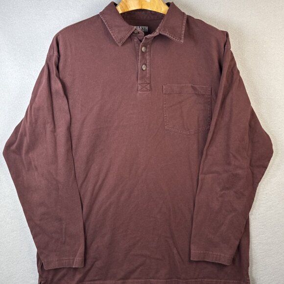 Duluth Trading Polo Shirt Mens L Maroon Longtail T Long Sleeve Outdoors Workwear - Picture 2 of 8